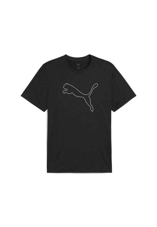 Puma - Męska melanżowa koszulka TAD ESSENTIALS z logo Cat PUMA. Kolor: czarny. Wzór: melanż. Sport: fitness