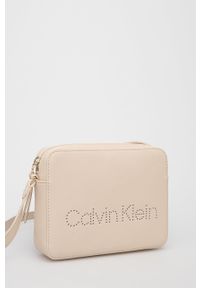 Calvin Klein torebka kolor beżowy. Kolor: beżowy. Rodzaj torebki: na ramię #3