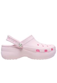 Klapki damskie Crocs Classic Platform 211231-6ZW - różowe. Kolor: różowy. Materiał: materiał. Sezon: lato. Obcas: na platformie. Styl: klasyczny