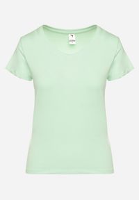 Born2be - Zielony Bawełniany T-shirt z Dekoltem w Serek Nusarisa. Okazja: na co dzień. Typ kołnierza: dekolt w serek. Kolor: zielony. Materiał: bawełna. Styl: casual