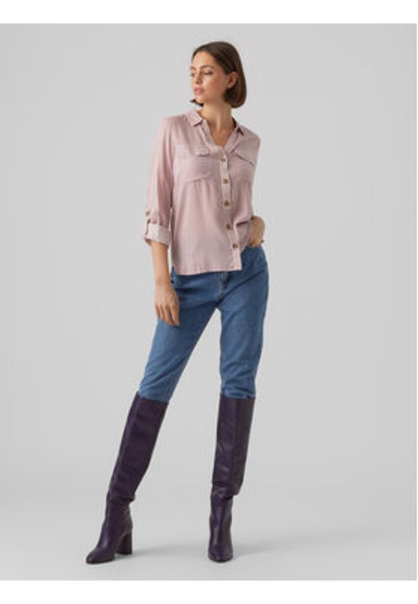 Vero Moda Koszula Bumpy 10275283 Różowy Regular Fit. Kolor: różowy. Materiał: wiskoza