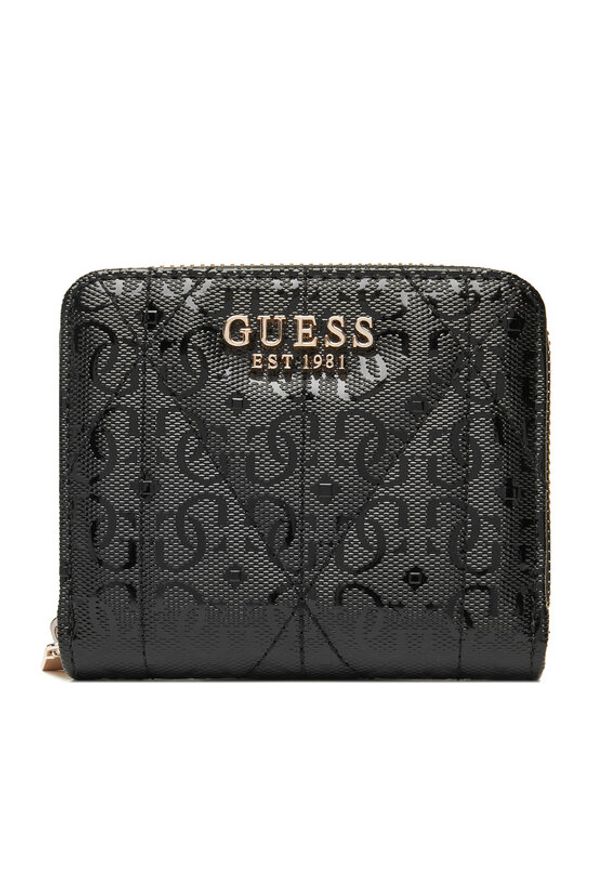 Guess Mały Portfel Damski Aldina Slg SWGG96 63137 Czarny. Kolor: czarny. Materiał: skóra