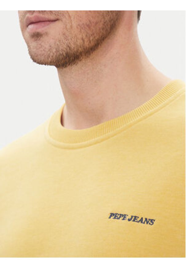 Pepe Jeans Bluza Damian PM582754 Żółty Regular Fit. Kolor: żółty. Materiał: bawełna