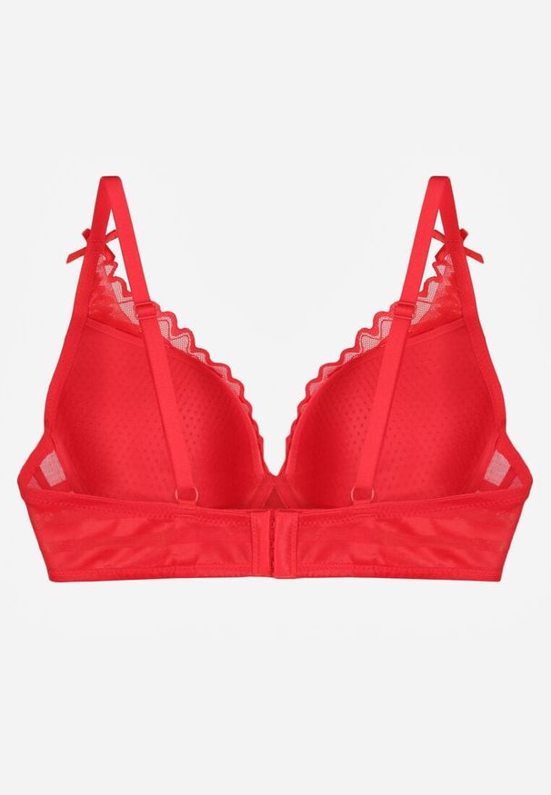 Renee - Czerwony Biustonosz Zdobiony Koronką i Kokardami Morgavia. Kolor: czerwony. Materiał: koronka. Wzór: aplikacja, koronka