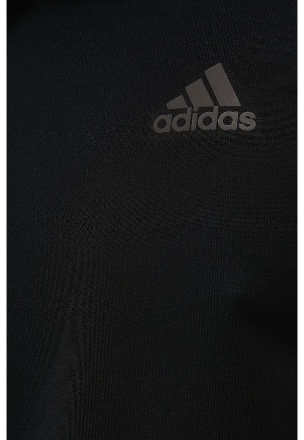 adidas Performance bluza do biegania Run Icon męska kolor czarny z kapturem z nadrukiem. Typ kołnierza: kaptur. Kolor: czarny. Materiał: materiał, poliester, skóra, dzianina. Wzór: nadruk