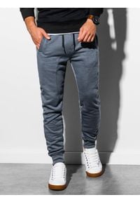 Ombre Clothing - Spodnie męskie dresowe joggery P867 - grafitowe - XXL. Kolor: szary. Materiał: dresówka #4