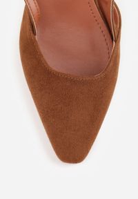 Renee - Brązowe Letnie Czółenka VICES w Stylu Slingback na Słupku Synossia. Okazja: na co dzień. Kolor: brązowy. Materiał: jeans. Sezon: lato. Obcas: na słupku. Styl: elegancki, casual #5