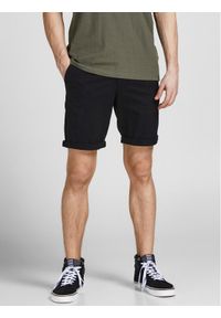 Jack & Jones - Jack&Jones Szorty materiałowe Dave 12182549 Czarny Regular Fit. Kolor: czarny. Materiał: bawełna