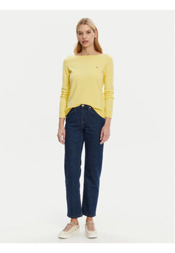 TOMMY HILFIGER - Tommy Hilfiger Sweter WW0WW40099 Żółty Regular Fit. Kolor: żółty. Materiał: syntetyk, bawełna