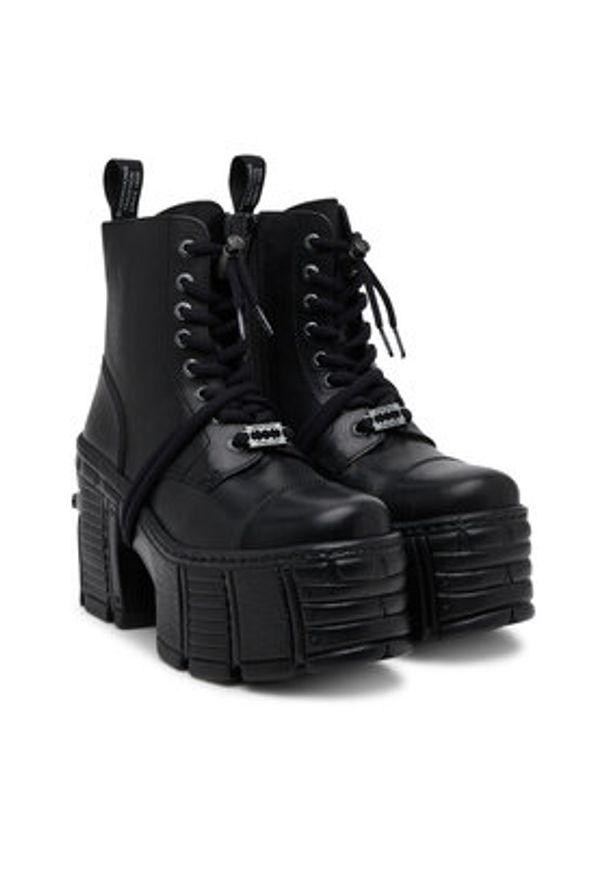 NEW ROCK Trzewiki M-TM001-C4 Czarny. Kolor: czarny. Materiał: skóra. Styl: rockowy