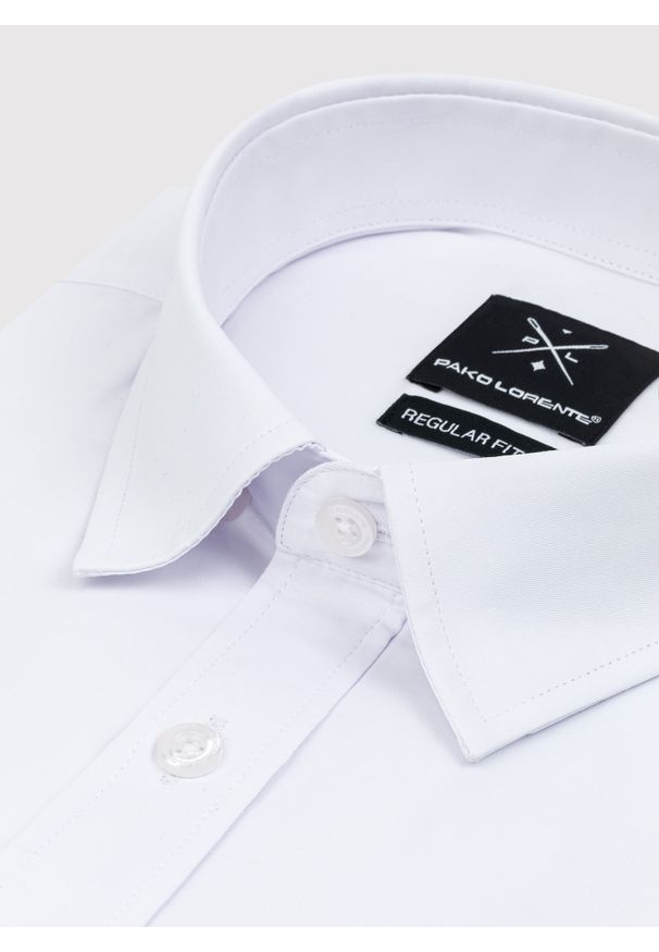 Pako Lorente - PAKO LORENTE – Elegancka biała koszula męska w fasonie Regular. Okazja: na ślub cywilny, na wesele. Kolor: biały. Materiał: poliester, bawełna. Styl: elegancki