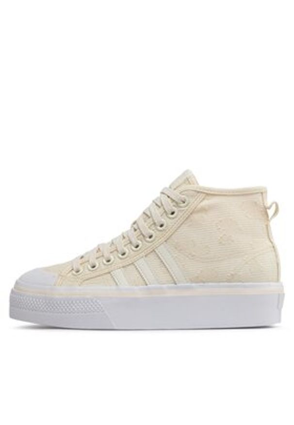 Adidas - adidas Sneakersy Nizza Platform Mid W GX8356 Beżowy. Kolor: beżowy. Materiał: materiał. Obcas: na platformie