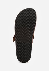 Born2be - Ciemnobrązowe Klapki w Stylu Chodaków na Korkowej Podeszwie z Klamrą Saleilla. Okazja: na co dzień. Kolor: brązowy. Materiał: jeans. Sezon: lato. Styl: klasyczny, casual #2