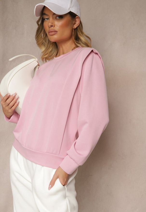 Renee - Różowa Bluza z Wiskozą z Szerokimi Ramionami Alioris. Okazja: na co dzień. Kolor: różowy. Materiał: wiskoza. Styl: elegancki, casual
