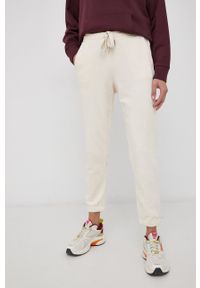Tom Tailor Spodnie damskie kolor beżowy gładkie. Kolor: beżowy. Wzór: gładki