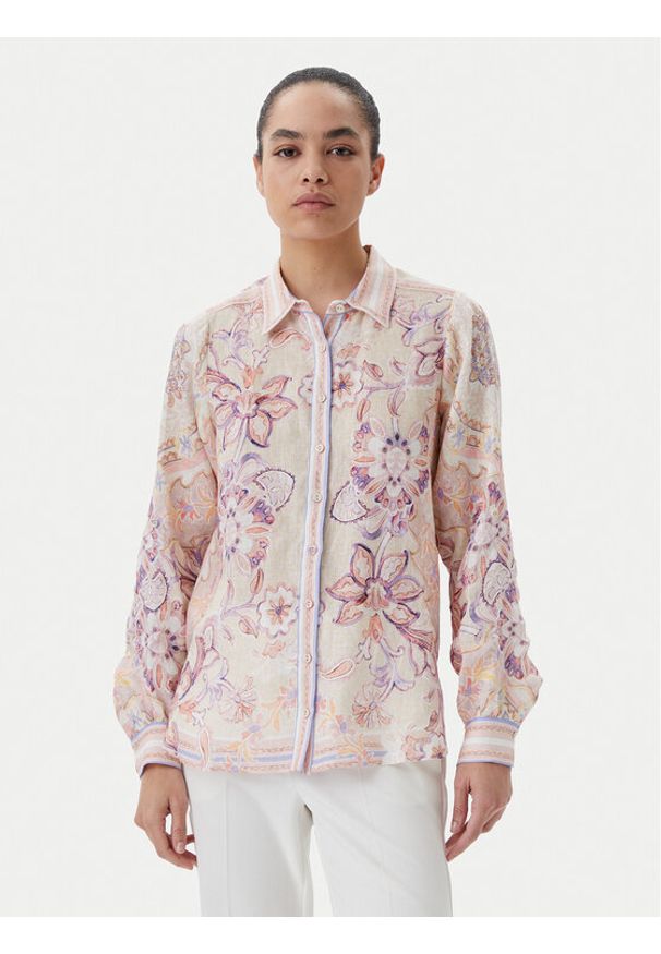 Hale bob - Hale Bob Koszula with linen Nia 4ZCA214A Beżowy Regular Fit. Kolor: beżowy. Materiał: len