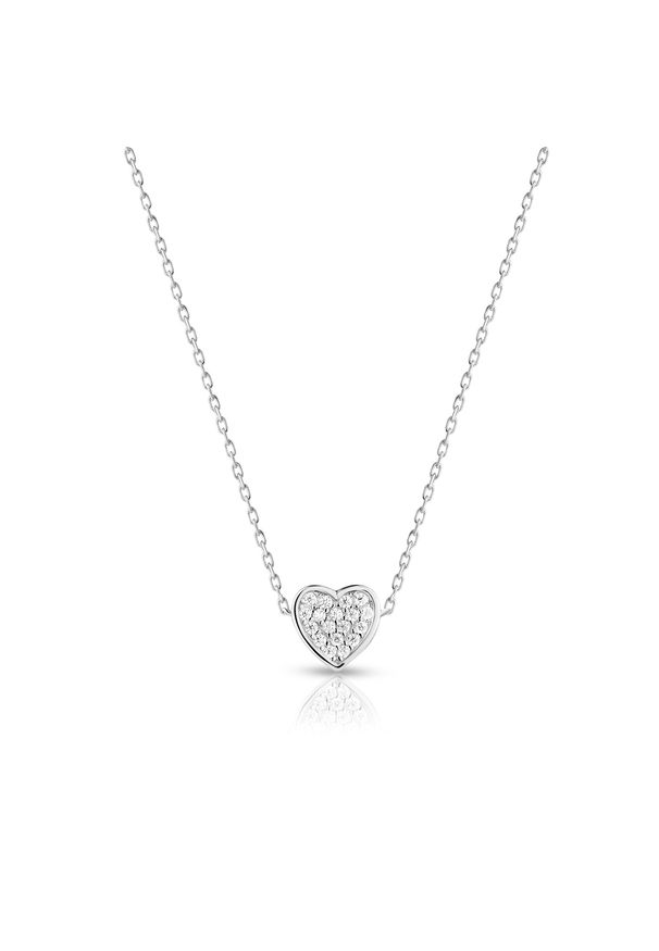 W.KRUK - Naszyjnik srebrny w kształcie serca. Materiał: srebrne. Kolor: srebrny. Wzór: aplikacja, gładki. Kamień szlachetny: cyrkonia