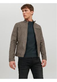 Jack & Jones Kurtka z imitacji skóry Rocky 12147218 Szary Regular Fit. Kolor: szary. Materiał: skóra #1