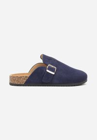 Renee - Granatowe Klapki Ozdobione Klamrą na Pasku Zelevelis. Okazja: na co dzień. Kolor: niebieski. Materiał: jeans. Wzór: aplikacja. Obcas: na obcasie. Styl: elegancki, casual. Wysokość obcasa: niski #5