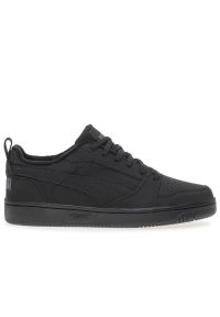 Buty Puma Rebound V6 Low Nubuck 39747503 - czarne. Zapięcie: pasek. Kolor: czarny. Materiał: nubuk. Szerokość cholewki: normalna. Wzór: paski