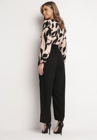 Born2be - Czarno-Różowy Elegancki Kombinezon ze Wzorzystą Górą Szerokimi Nogawkami i Paskiem Grepia. Okazja: na co dzień. Kolor: czarny. Styl: elegancki #6
