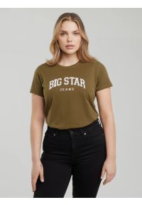Big-Star - Koszulka damska bawełniana z logo BIG STAR khaki Ramila 303. Okazja: na co dzień. Kolor: zielony. Materiał: bawełna. Wzór: nadruk. Styl: retro, klasyczny, casual #7