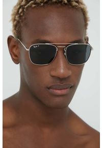 Ray-Ban okulary przeciwsłoneczne męskie kolor srebrny. Kształt: prostokątne. Kolor: srebrny #1