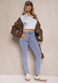 Renee - Jasnoniebieskie Jeansy z Bawełną Typu Skinny Novanisse. Okazja: na co dzień. Stan: podwyższony. Kolor: niebieski. Styl: casual #5