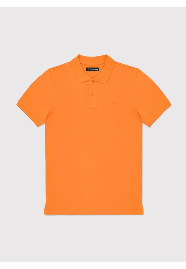 Pako Lorente - PAKO LORENTE – Gładki t-shirt polo w pomarańczowym kolorze. Okazja: na co dzień. Typ kołnierza: polo. Kolor: pomarańczowy. Materiał: bawełna. Wzór: gładki. Styl: casual