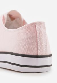 Born2be - Różowe Klasyczne Trampki z Cholewką pod Kostkę Amyete. Okazja: na co dzień, na spacer. Kolor: różowy. Materiał: jeans. Szerokość cholewki: normalna. Styl: klasyczny #6