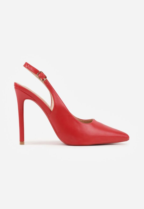 Renee - Czerwone Szpilki VICES Slingback z Wkładką ze Skóry Naturalnej Zoretta. Zapięcie: sprzączka. Kolor: czerwony. Materiał: skóra. Obcas: na szpilce. Styl: elegancki