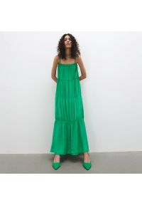 Reserved - Sukienka maxi z wiskozy - Zielony. Kolor: zielony. Materiał: wiskoza. Długość: maxi