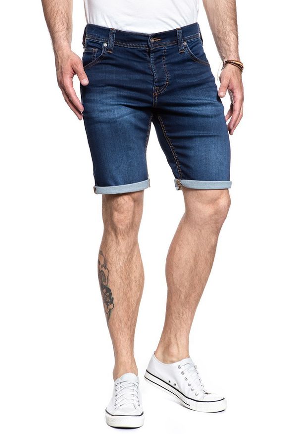 Mustang - SPODENKI MUSTANG Chicago Short DENIM BLUE 1008363 5000 982. Materiał: denim