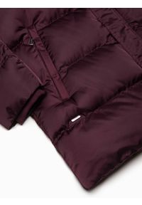 Ombre Clothing - Długa zimowa kurtka męska pikowana o satynowym wykończeniu - bordowa V4 OM-JALJ-0147 - XL. Kolor: czerwony. Materiał: satyna. Długość: długie. Wzór: nadruk. Sezon: zima. Styl: elegancki #6