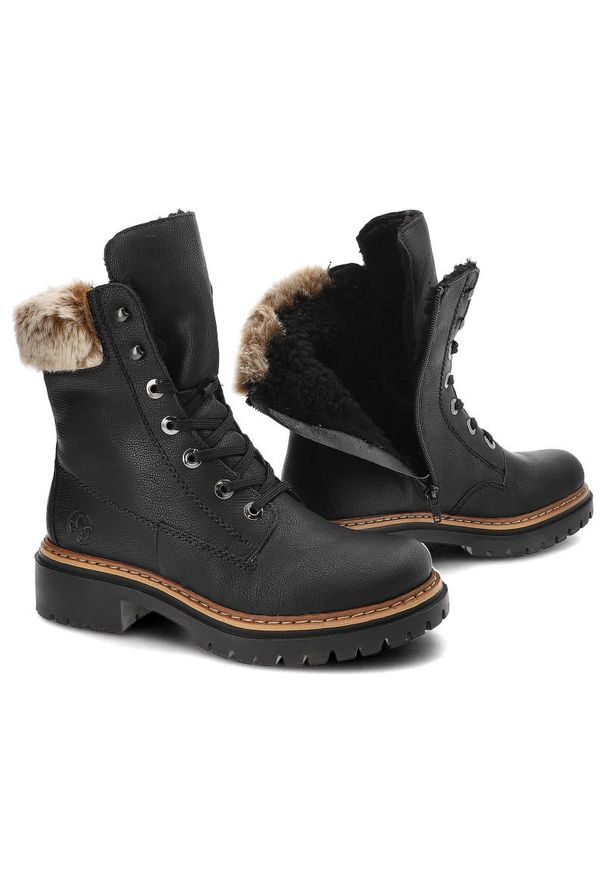 Czarne Botki Rieker Wygodne Buty Na Zimę. Okazja: na spacer. Kolor: czarny. Materiał: skóra ekologiczna. Szerokość cholewki: normalna. Sezon: zima. Styl: wizytowy