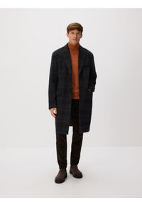 Reserved - Płaszcz z dodatkiem wełny - granatowy. Kolor: niebieski. Materiał: wełna #1