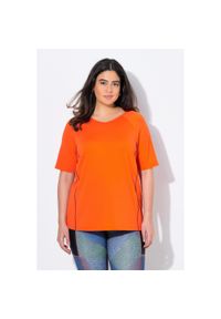 ULLA POPKEN - Damskie T-shirt ochrona UV 50+ dekolt w serek rękaw 1/2. Typ kołnierza: dekolt w serek. Kolekcja: plus size. Kolor: czerwony. Materiał: poliester, materiał, elastan #1