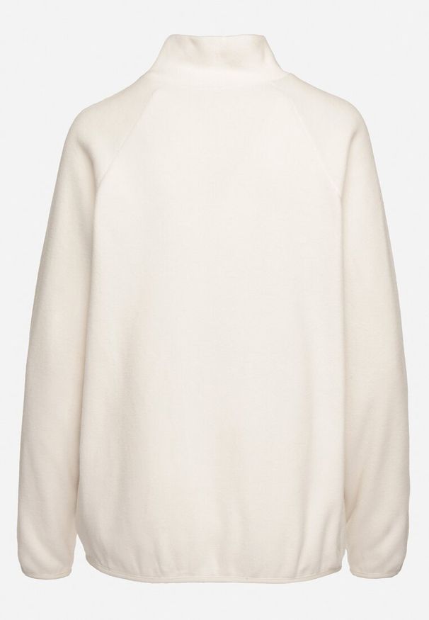 Born2be - Jasnobeżowa Bluza na Suwak o Prostym Kroju ze Stójką i Kieszeniami Esamira. Okazja: na co dzień. Typ kołnierza: kołnierzyk stójkowy. Kolor: beżowy. Materiał: jeans. Długość rękawa: długi rękaw. Długość: długie. Styl: elegancki, casual