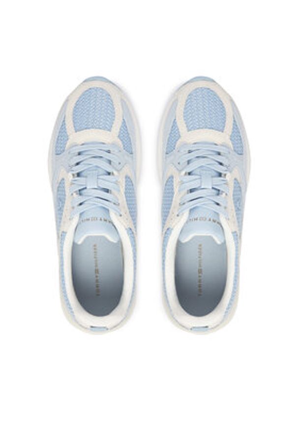 TOMMY HILFIGER - Tommy Hilfiger Sneakersy Th Mix Material Runner FW0FW09306 Niebieski. Kolor: niebieski. Materiał: materiał