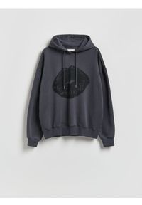 Reserved - Bluza z nadrukiem - ciemnoszary. Kolor: szary. Materiał: dzianina, bawełna. Wzór: nadruk #1