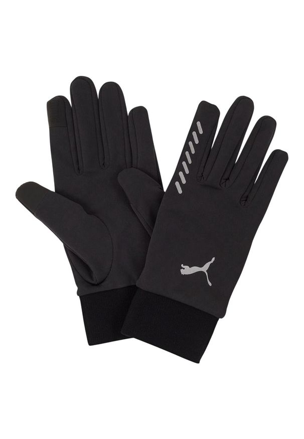 Puma - Rękawiczki Zimowe Do Biegania Z Logo. Kolor: czarny. Sezon: zima. Sport: turystyka piesza