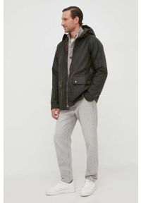Barbour kurtka bawełniana Short Hooded Bedale Wax kolor zielony przejściowa oversize MWX2207. Kolor: zielony. Materiał: bawełna. Długość rękawa: raglanowy rękaw #7