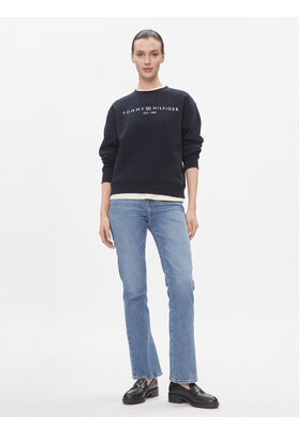 TOMMY HILFIGER - Tommy Hilfiger Bluza Logo WW0WW39791 Niebieski Regular Fit. Kolor: niebieski. Materiał: bawełna, syntetyk