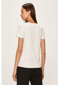 Moschino Underwear - T-shirt piżamowy. Kolor: biały. Materiał: bawełna, dzianina, elastan. Wzór: nadruk #2