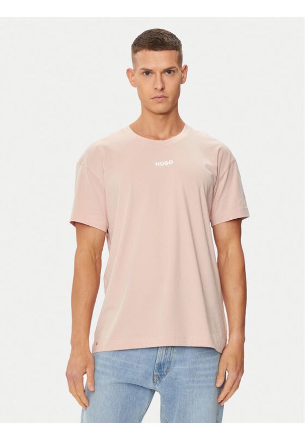 Hugo T-Shirt Linked 50518646 Różowy Relaxed Fit. Kolor: różowy. Materiał: bawełna