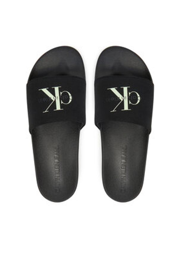 Calvin Klein Jeans Klapki Slide Monologo Cv YM0YM01367 Czarny. Kolor: czarny. Materiał: materiał