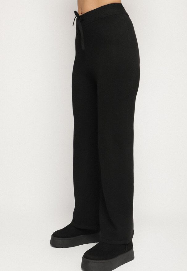 Born2be - Czarny Dzianinowy Komplet z Wełną Kamizelka Długi Kardigan i Spodnie Otizela. Kolekcja: plus size. Kolor: czarny. Materiał: wełna, dzianina