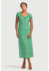 Cellbes - Wzorzysta sukienka. Kolor: zielony. Materiał: materiał. Długość rękawa: krótki rękaw. Typ sukienki: z odkrytymi ramionami