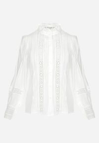 Born2be - Biała Koszula ze Stójką i Koronką Argochis. Typ kołnierza: kołnierzyk stójkowy. Kolor: biały. Materiał: koronka. Wzór: koronka #3