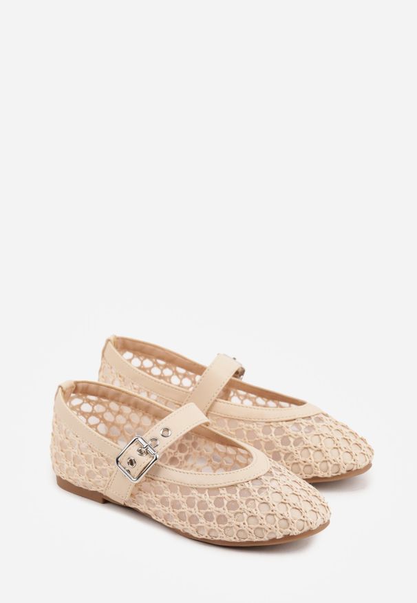 Born2be - Beżowe Balerinki z Plecionką z Rafii Tessandra. Zapięcie: sprzączka. Kolor: beżowy. Styl: elegancki